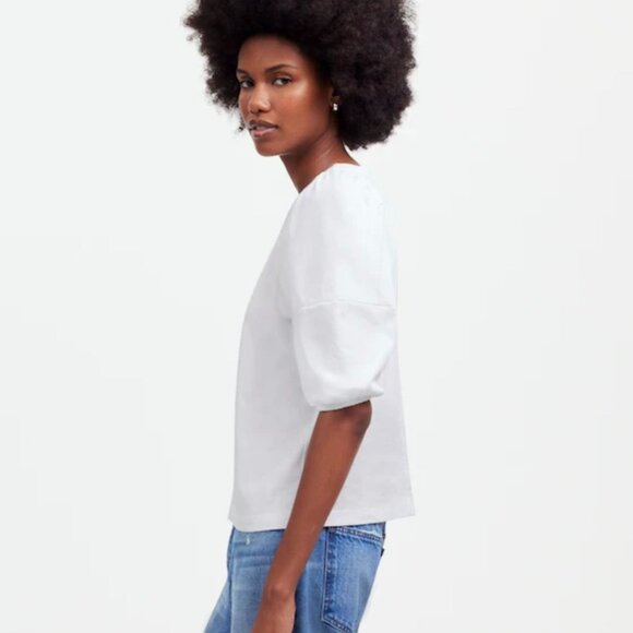 NWT Madewell White Puff-Sleeve Tee - Size: Extra Small - Picture 8 of 10